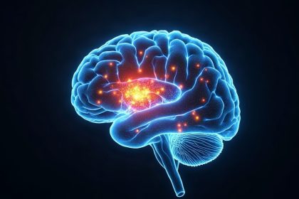 Ilustración científica de red de conectividad cerebral en resonancia magnética funcional