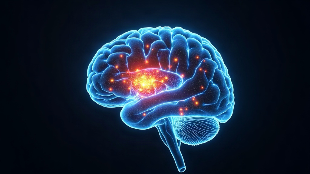 Ilustración científica de red de conectividad cerebral en resonancia magnética funcional