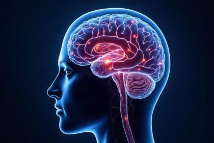 Ilustración de resonancia magnética funcional del cerebro