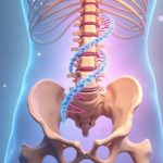 Ilustración: columna vertebral, ADN y símbolos de identidad de género