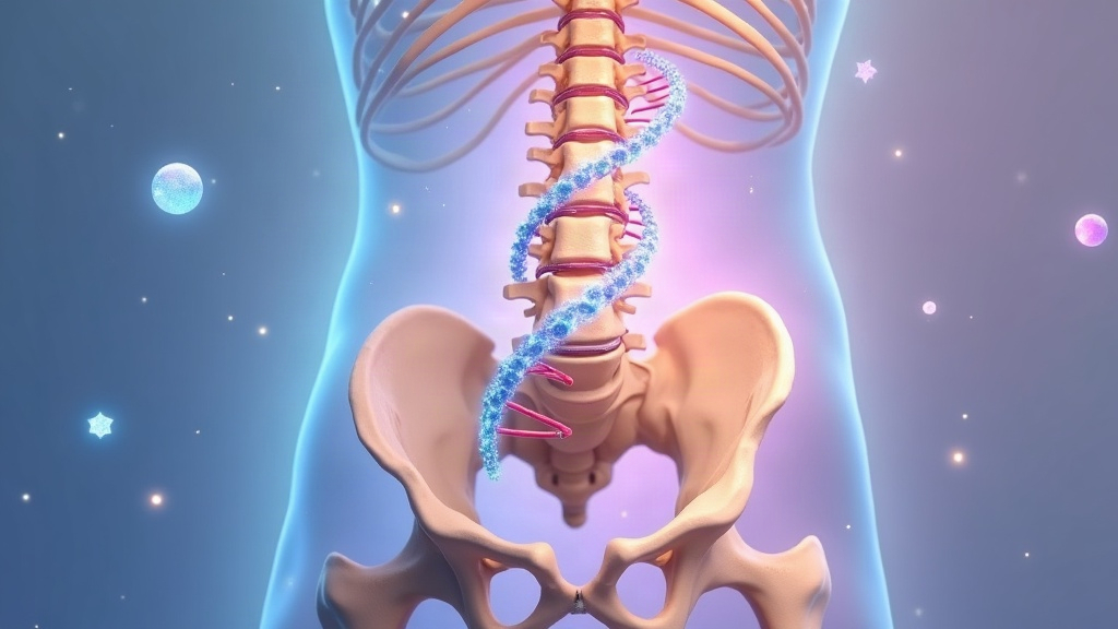 Ilustración: columna vertebral, ADN y símbolos de identidad de género