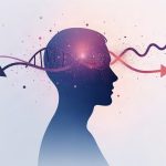 Ilustración científica sobre identidad de género, ADN y cerebro