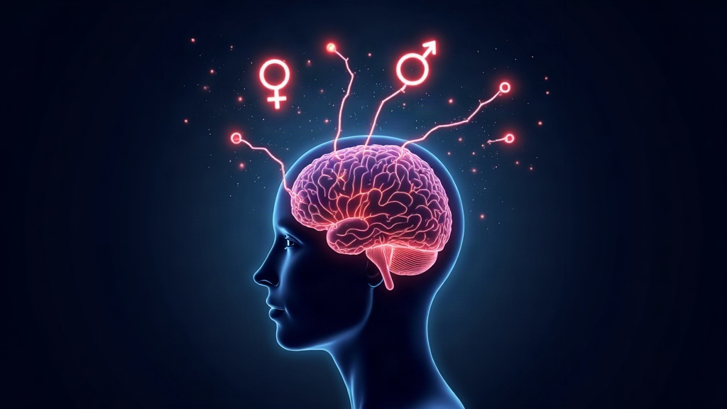 Ilustracion: circuito talamo-cortical y simbolos de identidad de genero