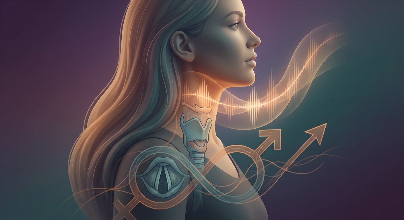 Ilustracion sobre la cirugia de feminizacion vocal en mujeres trans