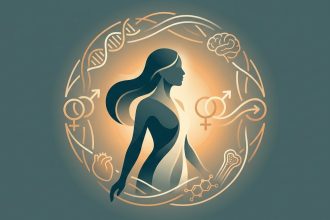 Ilustracion cientifica sobre identidad de genero y terapia hormonal de afirmacion en adultos trans mayores